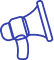 Icône bleue de mégaphone. Symbole simple de communication et d'annonce. Peut-être utilisé pour faire une annonce importante.